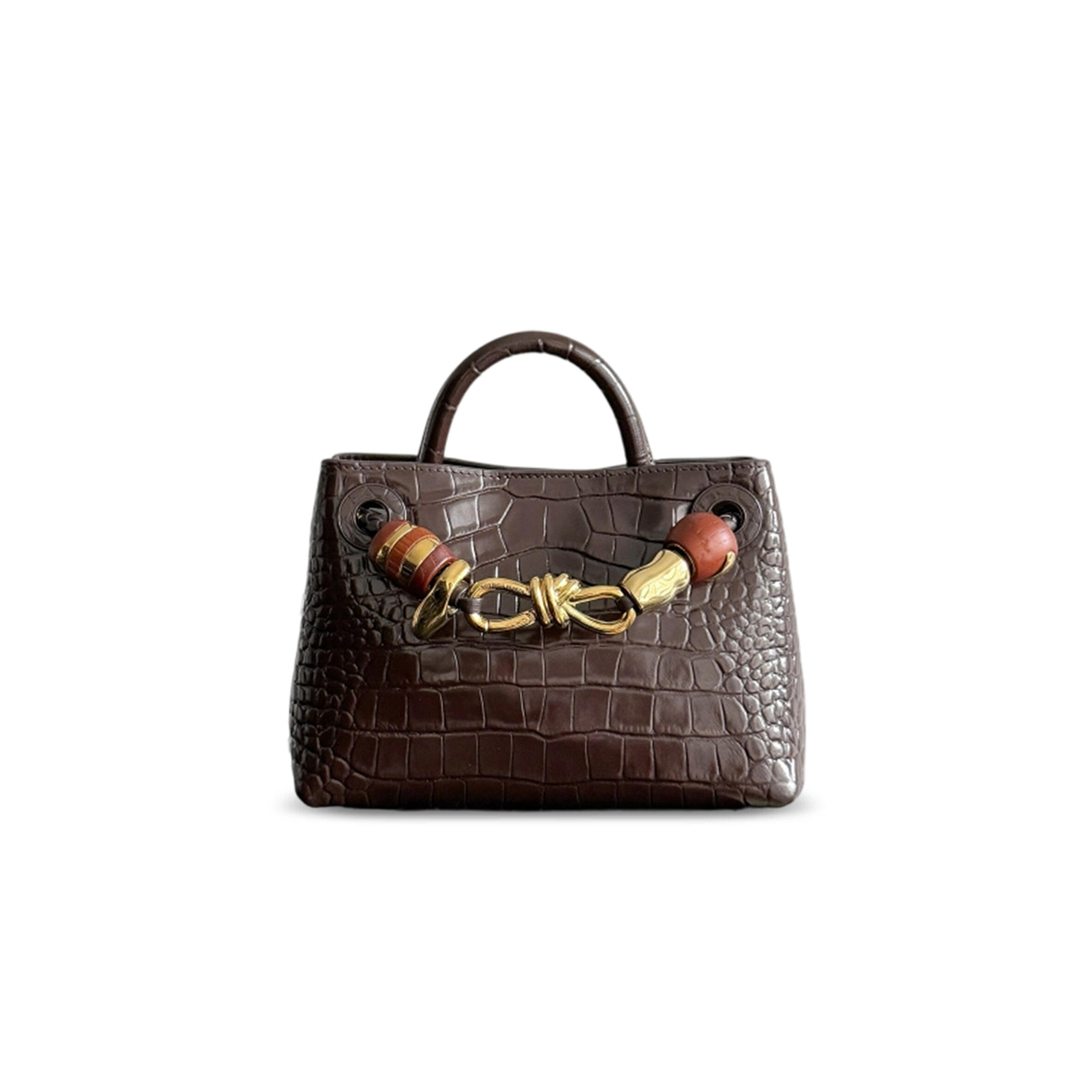 BOTTEGA VENETA MINI ANDIAMO CROCODILE LEATHER 777614 (22*15.5*9cm)